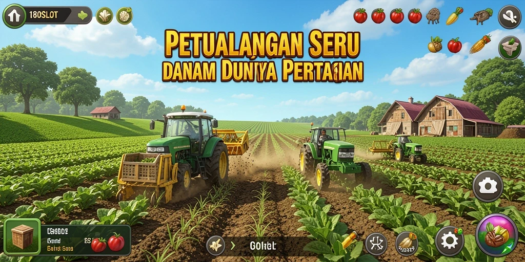 Gameplay seru 180SLOT menunjukkan aktivitas di ladang peternakan.