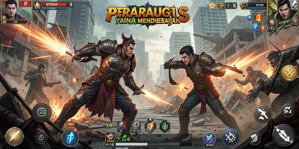 Screenshot menunjukkan gameplay strategis yang intens di 8768.