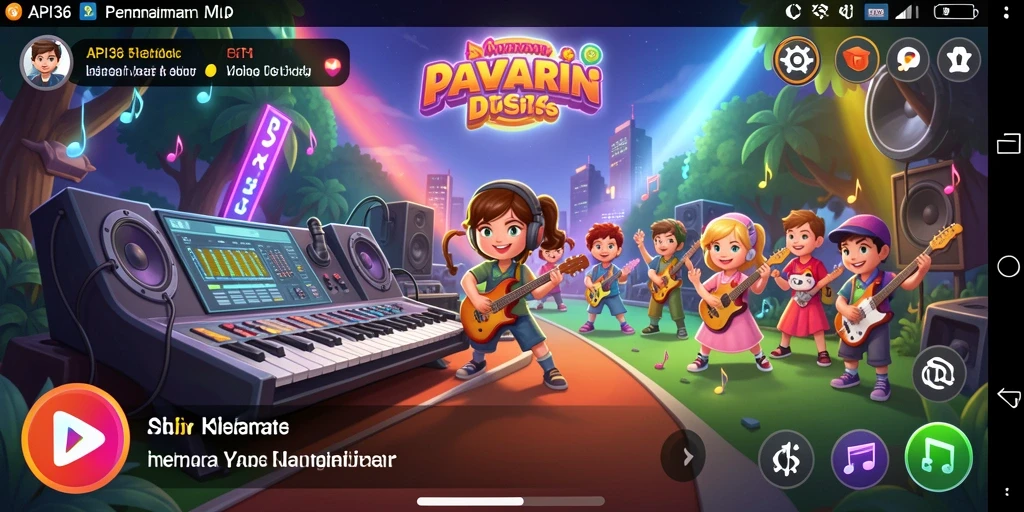 Screenshot utama API36 menampilkan gameplay musik yang mendebarkan.