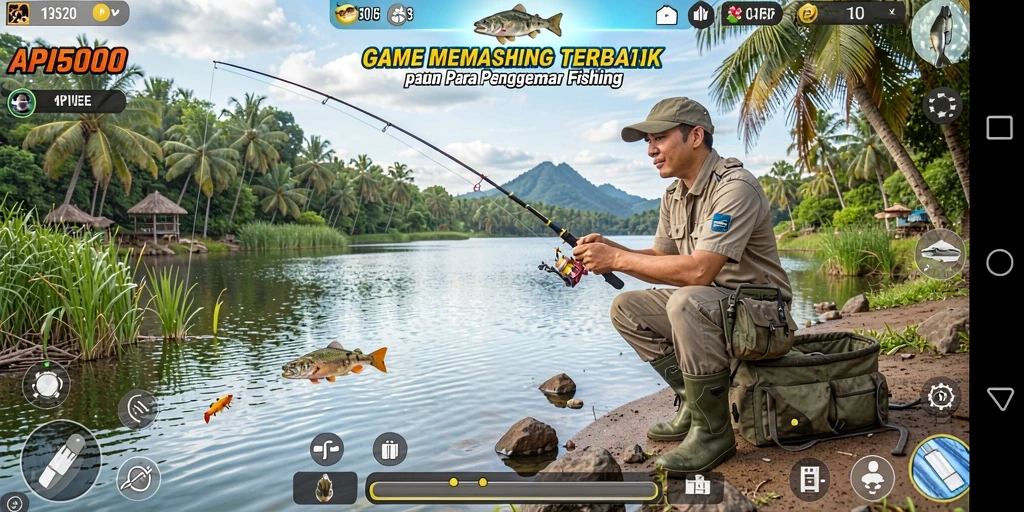 Tampilan gameplay API5000 yang seru dengan aksi memancing yang mendebarkan.
