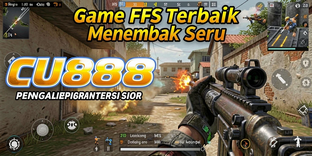 Tangkapan layar menunjukkan aksi intens dalam gameplay FPS CU888.