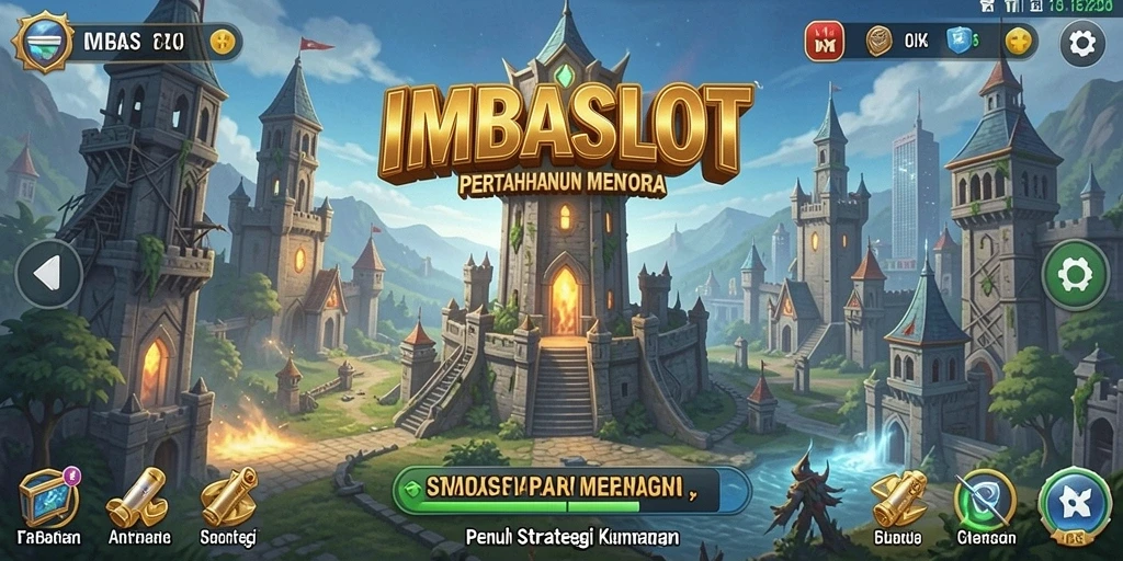 Tampilan gameplay <strong>IMBASLOT</strong> yang seru dalam pertahanan menara.
