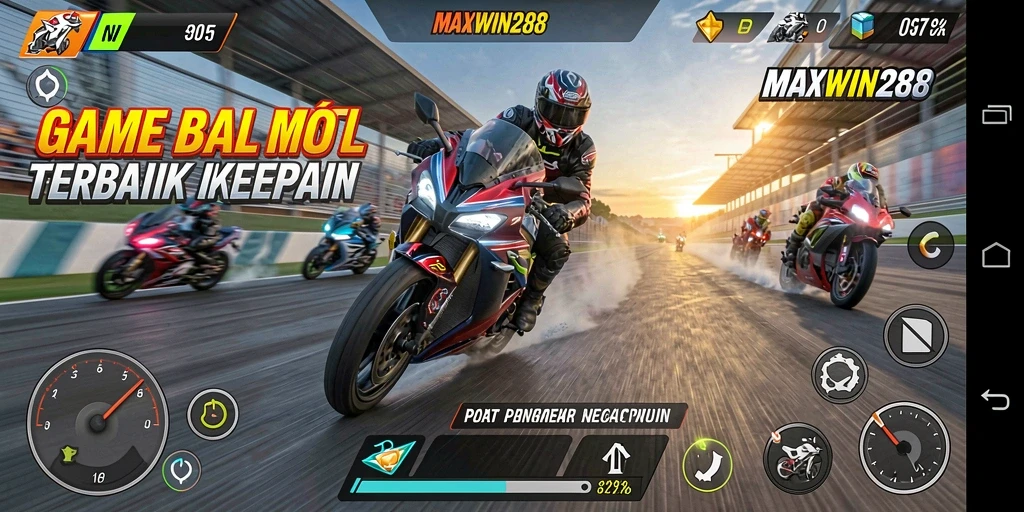 Tampilan gameplay MAXWIN288 yang memukau dengan aksi balap motor.