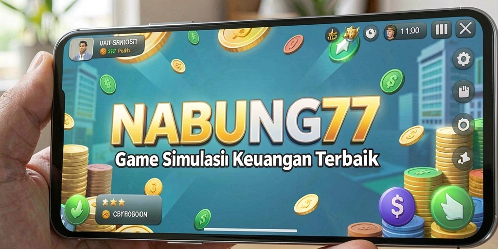 Screenshot utama NABUNG77 menampilkan gameplay simulasi keuangan yang mendidik.