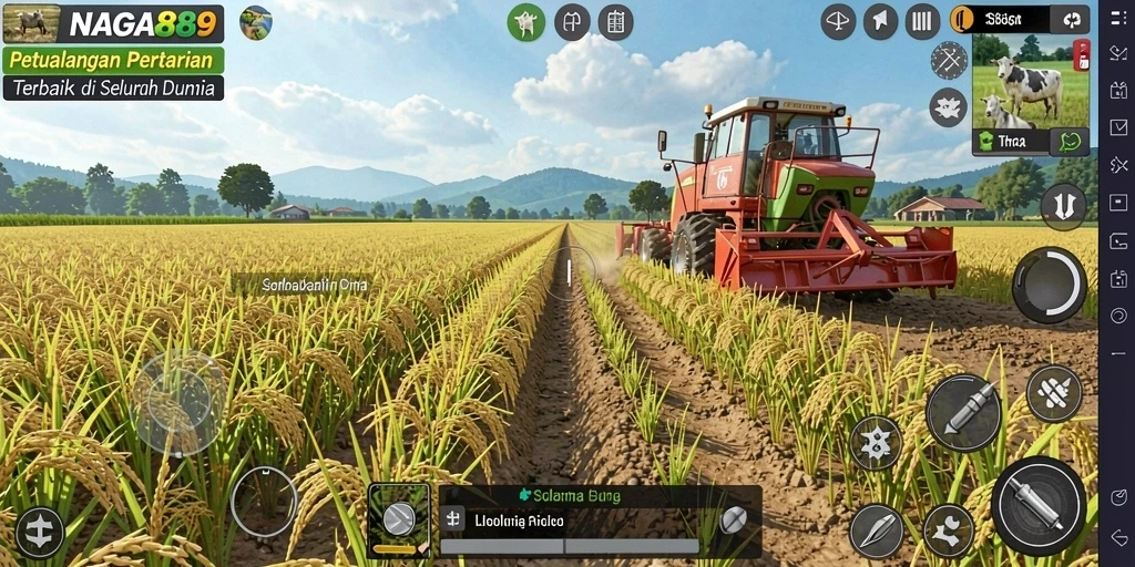 Tampilan menarik dari gameplay NAGA889 yang penuh warna dalam pertanian.