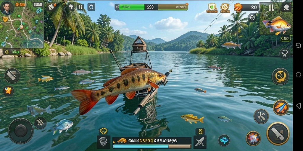Tampilan gameplay S80 yang menarik dengan suasana memancing yang realistis.