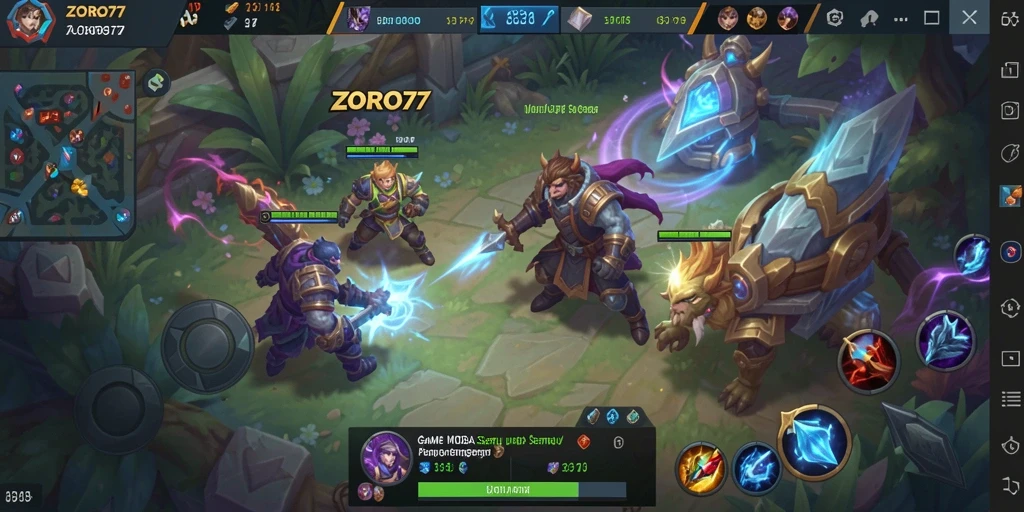 Tampilan gameplay seru di ZORO77 dengan aksi MOBA yang intens.